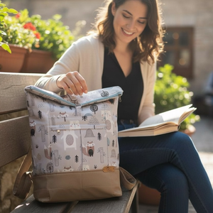 #HMA8 Blaur erdei állatok szürke maci vízhatlan rolltop hátizsák  - Meska.hu