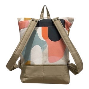 #HSM21 Blaur krém türkiz mintás vízhatlan rolltop hátizsák - táska & tok - laptoptáska, laptop hátizsák - Meska.hu