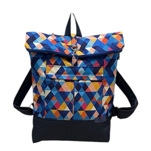 #HMM20 Blaur kék geometriai mintás vízhatlan rolltop hátizsák - táska & tok - laptoptáska, laptop hátizsák - Meska.hu