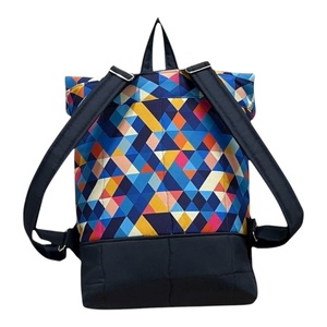 #HMM20 Blaur kék geometriai mintás vízhatlan rolltop hátizsák - táska & tok - laptoptáska, laptop hátizsák - Meska.hu