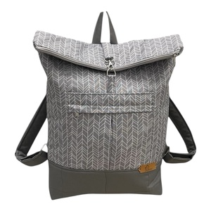 #HMG25 Blaur szürke halszálka mintás vízhatlan rolltop hátizsák - táska & tok - laptoptáska, laptop hátizsák - Meska.hu