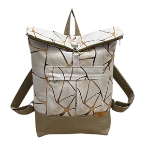 #HMM26 Blaur krém arany márvány mintás vízhatlan rolltop hátizsák - táska & tok - laptoptáska, laptop hátizsák - Meska.hu