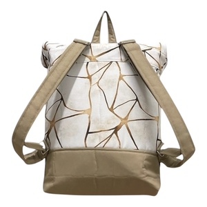 #HMM26 Blaur krém arany márvány mintás vízhatlan rolltop hátizsák - táska & tok - laptoptáska, laptop hátizsák - Meska.hu