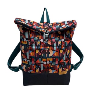 #HMG28 Blaur kék geometria mintás vízhatlan rolltop hátizsák - táska & tok - laptoptáska, laptop hátizsák - Meska.hu