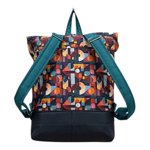 #HMG28 Blaur kék geometria mintás vízhatlan rolltop hátizsák - táska & tok - laptoptáska, laptop hátizsák - Meska.hu