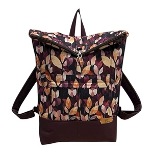 #HMV29 Blaur rózsaszín apró virágos vízhatlan rolltop hátizsák  - táska & tok - laptoptáska, laptop hátizsák - Meska.hu