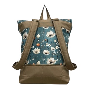 #HMV 33 Blaur krém virágos mintás vízhatlan rolltop hátizsák - táska & tok - laptoptáska, laptop hátizsák - Meska.hu