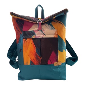 #HMM36 Blaur színes festett mintás vízhatlan rolltop hátizsák - táska & tok - laptoptáska, laptop hátizsák - Meska.hu