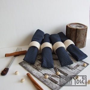 VintageHome - mélykék tűpöttyös textil szalvéta - otthon & életmód - Meska.hu