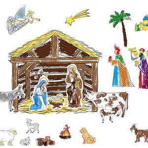 Karácsonyi, adventi színező gyerekeknek - Betlehemi jelenet -  - Meska.hu