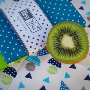 NYÁRI kavalkád zerowaste kiegészítő, zsebkendő - kiwi és türkiz - szépségápolás - kozmetikai ajándékcsomag - Meska.hu