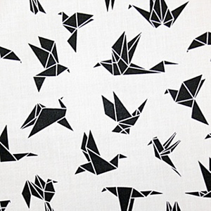 ORIGAMI újraszalvéta - fekete élelmiszerbarát PUL béléssel, daru madár mintával - táska & tok - uzsonna- & ebéd tartó - szendvics csomagoló - Meska.hu