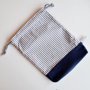 Iskolai tisztasági csomag - szürke csíkos / kék, vízálló PUL béléssel, iskolaszer / óvodai kellék - játék & sport - ovis felszerelés - ovis zsák - Meska.hu