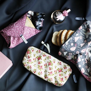 Erdei állatok - újraszalvéta mintás PUL belsővel, kisebb méretű szendvics csomagolására - táska & tok - uzsonna- & ebéd tartó - szendvics csomagoló - Meska.hu