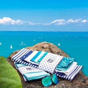 Balaton kollekció - biopamut zsebkendő, kék - 20 cm, 3 db / szett - szépségápolás - textil zsebkendő - Meska.hu