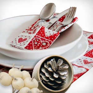 Piros szíves szalvéta, pamut - 33 cm, 2 db / pár - otthon & életmód - konyhafelszerelés, tálalás - konyhai textil - szalvéta - Meska.hu