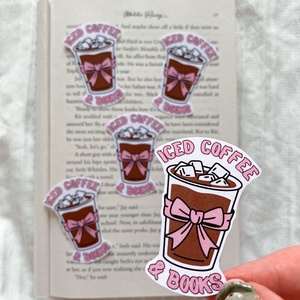 iced coffee and books - matrica - Meska.hu
