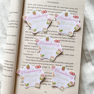 strawberry matcha girl - matrica, Otthon & Életmód, Papír, írószer, Matrica, matrica csomag, Fotó, grafika, rajz, illusztráció, MESKA