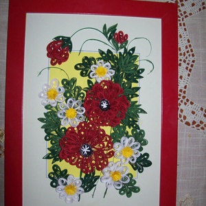 Pipacs margarétával - A4-es méret quilling technikával -  - Meska.hu