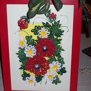 Pipacs margarétával - A4-es méret quilling technikával -  - Meska.hu