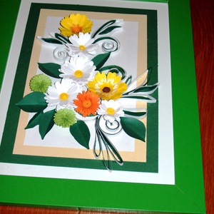 Margaréta gerberával - kép quilling technikával -  - Meska.hu