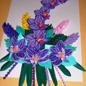 Lila orchidea csokor -falikép -  - Meska.hu