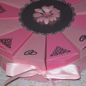 Pénzajándék átadó torta - közepes pink - ezüst - esküvő - emlék & ajándék - nászajándék - esküvői pénzátadó boríték, kártya - Meska.hu