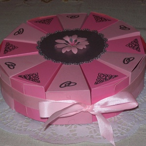 Pénzajándék átadó torta - közepes pink - ezüst - esküvő - emlék & ajándék - nászajándék - esküvői pénzátadó boríték, kártya - Meska.hu
