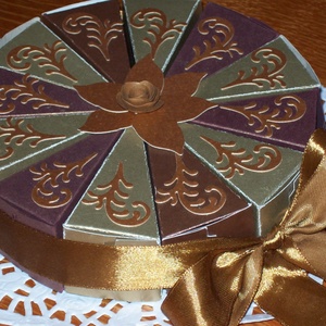 Pénzajándék átadó torta - mini, négerbarna-óarany - esküvő - emlék & ajándék - nászajándék - Meska.hu