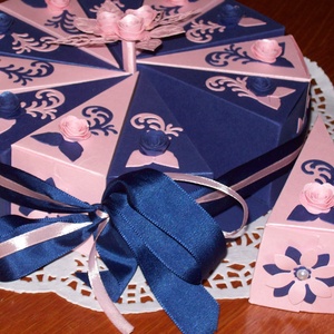 Pénzajándék átadó torta  - kék-rózsaszín, közepes - esküvő - emlék & ajándék - nászajándék - Meska.hu