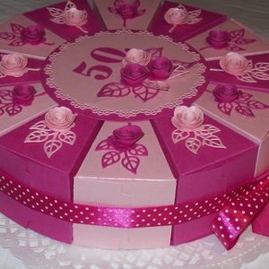 Pénzajándék átadó torta -  pink-barack,  közepes, Esküvő, Emlék & Ajándék, Pénzátadó boríték, kártya, Nászajándék, Papírművészet, MESKA