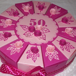 Pénzajándék átadó torta -  pink-barack,  közepes - otthon & életmód - papír, írószer - ajándékozás kellékei - papírtorta - Meska.hu