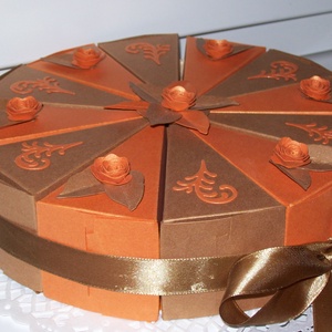 Pénzajándék átadó torta - narancs-fahéj, közepes - otthon & életmód - papír, írószer - ajándékozás kellékei - papírtorta - Meska.hu