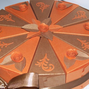 Pénzajándék átadó torta - narancs-fahéj, közepes - otthon & életmód - papír, írószer - ajándékozás kellékei - papírtorta - Meska.hu