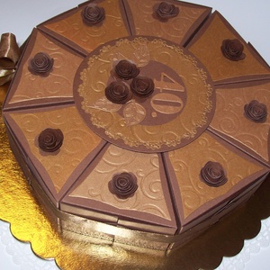Pénzajándék átadó torta - csoki-óarany, közepes, Otthon & Életmód, Papír, írószer, Ajándékozás kellékei, Papírtorta, Papírművészet, MESKA