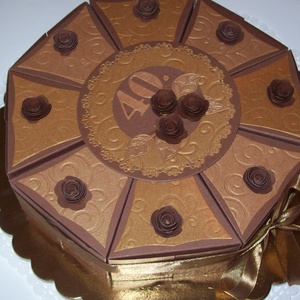 Pénzajándék átadó torta - csoki-óarany, közepes - otthon & életmód - papír, írószer - ajándékozás kellékei - papírtorta - Meska.hu