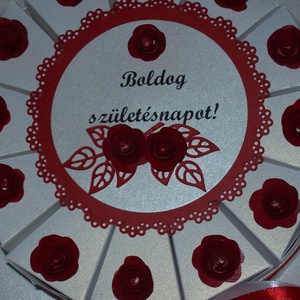 Pénzajándék átadó torta - piros-fehér, mini - esküvő - emlék & ajándék - nászajándék - pénzátadó boríték, kártya - Meska.hu