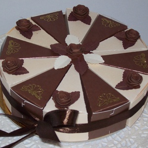Pénzajándék átadó torta- csoki-vanília, mini - otthon & életmód - papír, írószer - ajándékozás kellékei - papírtorta - Meska.hu