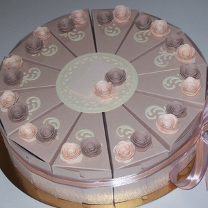 Pénzajándék átadó torta- közepes, púder, Otthon & Életmód, Papír írószer, Ajándékozás kellékei, Papírtorta, Papírművészet, MESKA