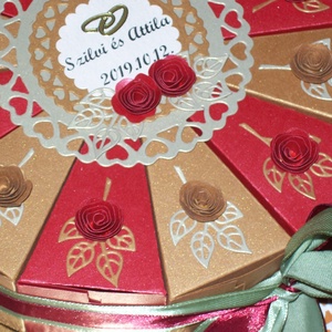 Pénzajándék átadó torta- közepes, aranyló ősz  - esküvő - emlék & ajándék - nászajándék - esküvői pénzátadó boríték, kártya - Meska.hu