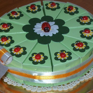 Pénzajándék átadó torta - katicás, mini - otthon & életmód - papír, írószer - Meska.hu