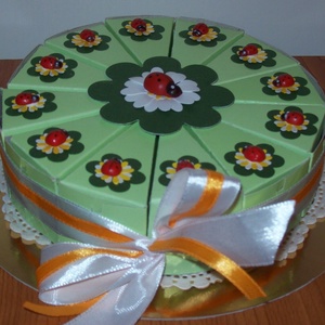 Pénzajándék átadó torta - katicás, mini - otthon & életmód - papír, írószer - Meska.hu
