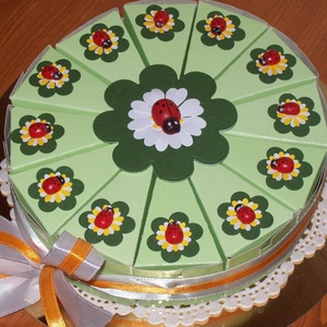 Pénzajándék átadó torta - katicás, mini - otthon & életmód - papír, írószer - Meska.hu