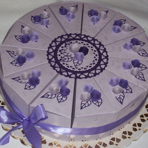 Pénzajándék átadó torta- nagy, lila, Otthon & Életmód, Papír írószer, Ajándékozás kellékei, Papírtorta, Papírművészet, MESKA