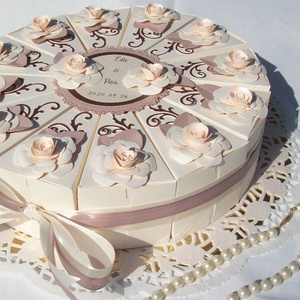 Nászajándék átadó torta -krém-golden rose-barack-csoki - otthon & életmód - papír, írószer - ajándékozás kellékei - papírtorta - Meska.hu