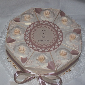 Nászajándék átadó torta- krém-barack-golden rose, Otthon & Életmód, Papír, írószer, Ajándékozás kellékei, Papírtorta, Papírművészet, MESKA
