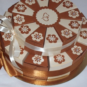 Pénzajándék átadó torta- emeletes, krém- karamell - esküvő - emlék & ajándék - nászajándék - esküvői pénzátadó boríték, kártya - Meska.hu