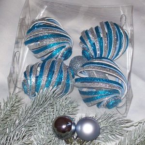 Karácsonyfadísz,  türkiz-ezüst - Meska.hu