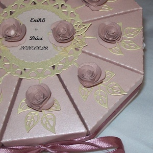 Pénzajándék átadó torta - golden rose-fehér arany - esküvő - emlék & ajándék - nászajándék - Meska.hu