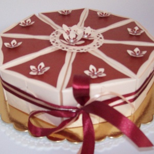 Pénzajándék átadó torta - barack-bordó közepes - otthon & életmód - papír, írószer - ajándékozás kellékei - papírtorta - Meska.hu